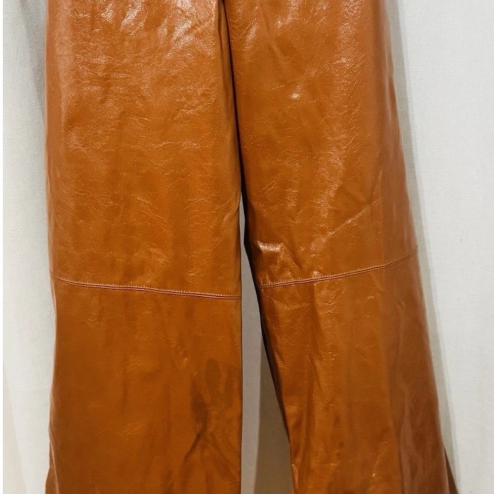 Free People Tan Faux Leather Wide Leg Pants Size 8 - Picture 12 of 16